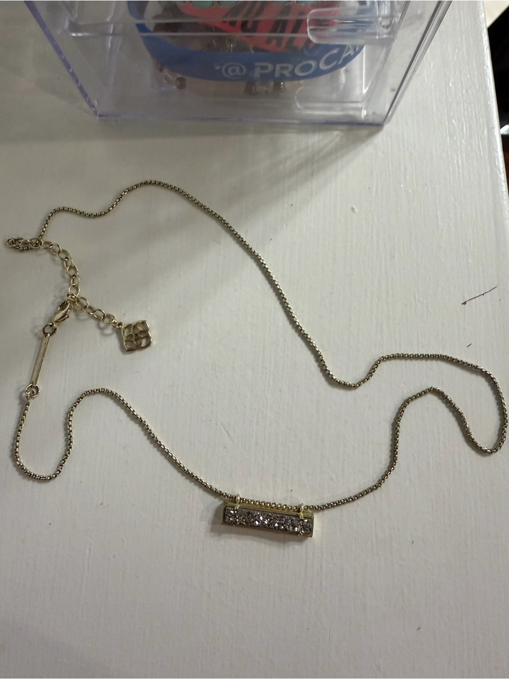 Kendra Scott Gold Bar Necklace with Drusy